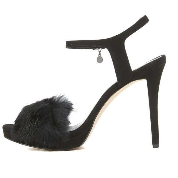 New! MICHAEL KORS Women's Rabbit Fur Trim Black Sexy Heels Open-Toe Pumps NWB - Picture 7 of 7